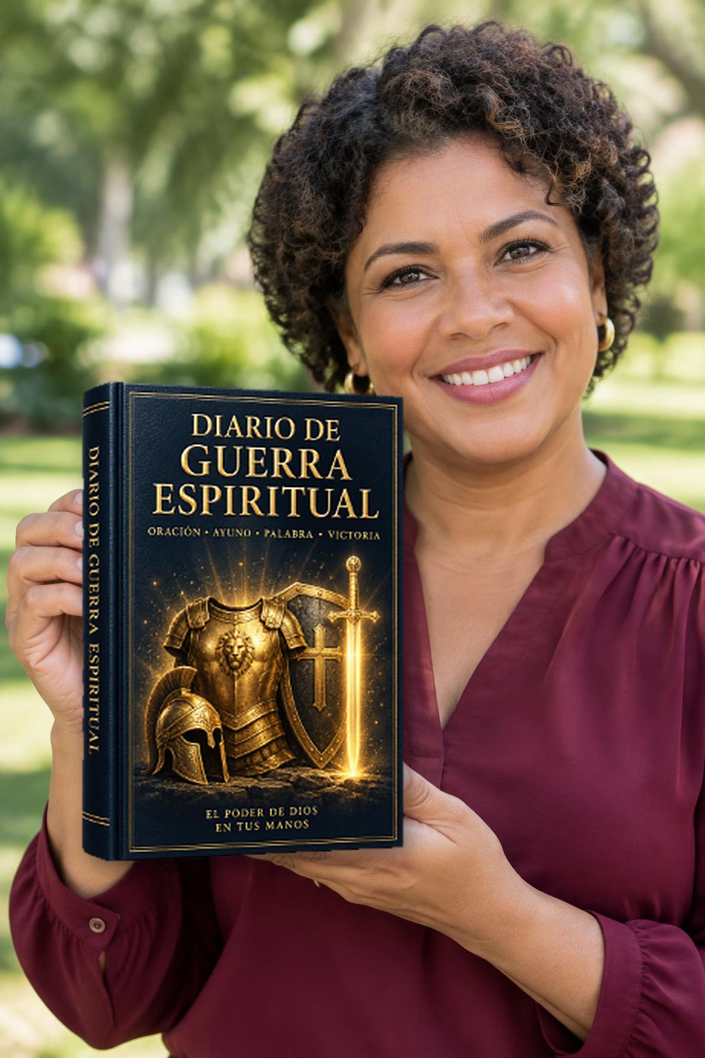 Lectora sosteniendo el Diario de Guerra Espiritual