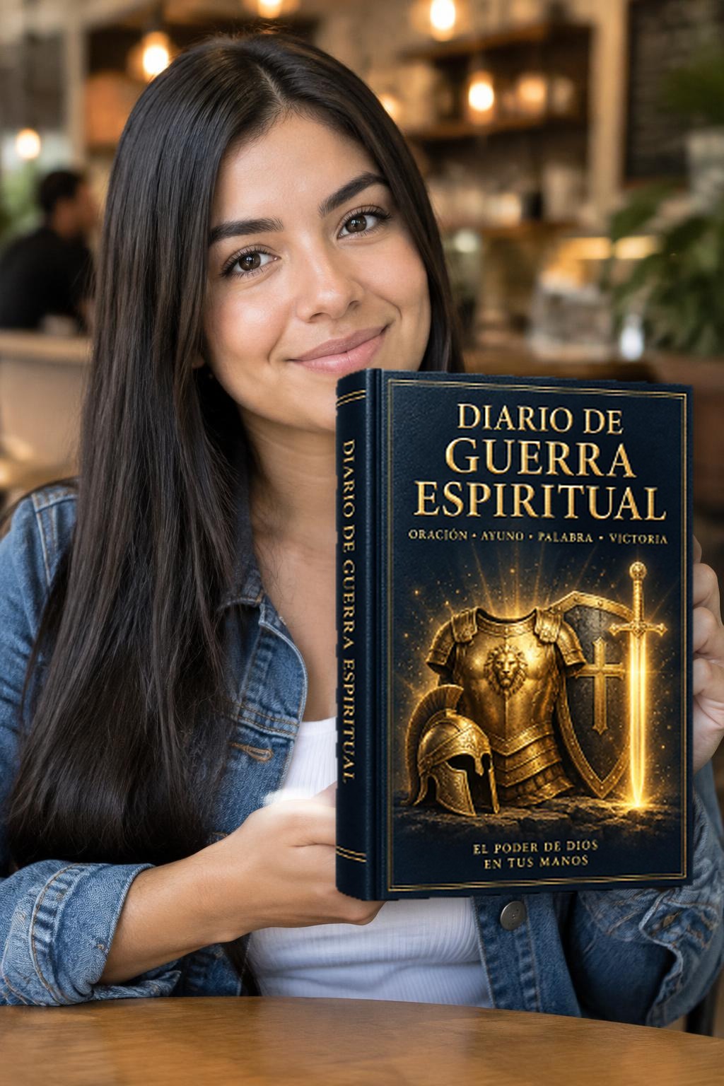Lectora sosteniendo el Diario de Guerra Espiritual
